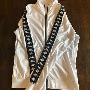 Kappa Banda Jacket. White w/ Black Accents